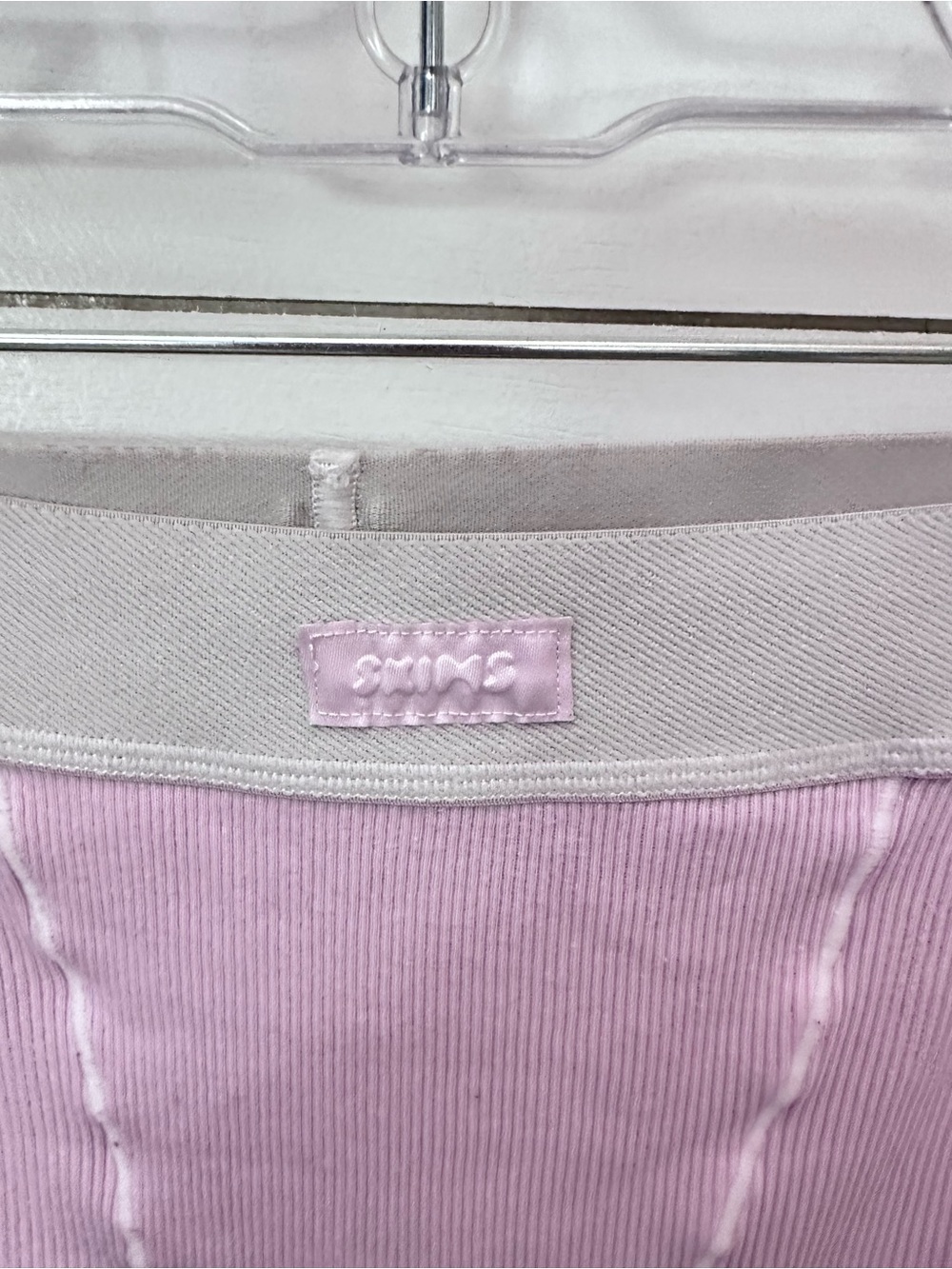 Skims L pink ribbed cotton blend casual comfort boy loungewear short - Picture 3 of 11